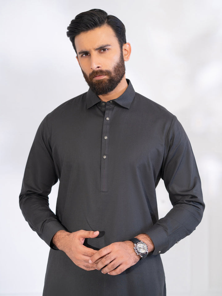 Blended Charcoal Grey Shalwar Kameez - Almirah