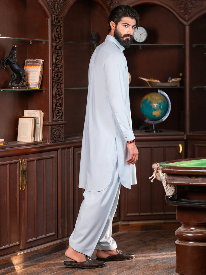 Blended Sky Blue Shalwar Kameez - J. Junaid Jamshed