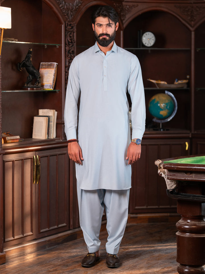 Blended Sky Blue Shalwar Kameez - J. Junaid Jamshed
