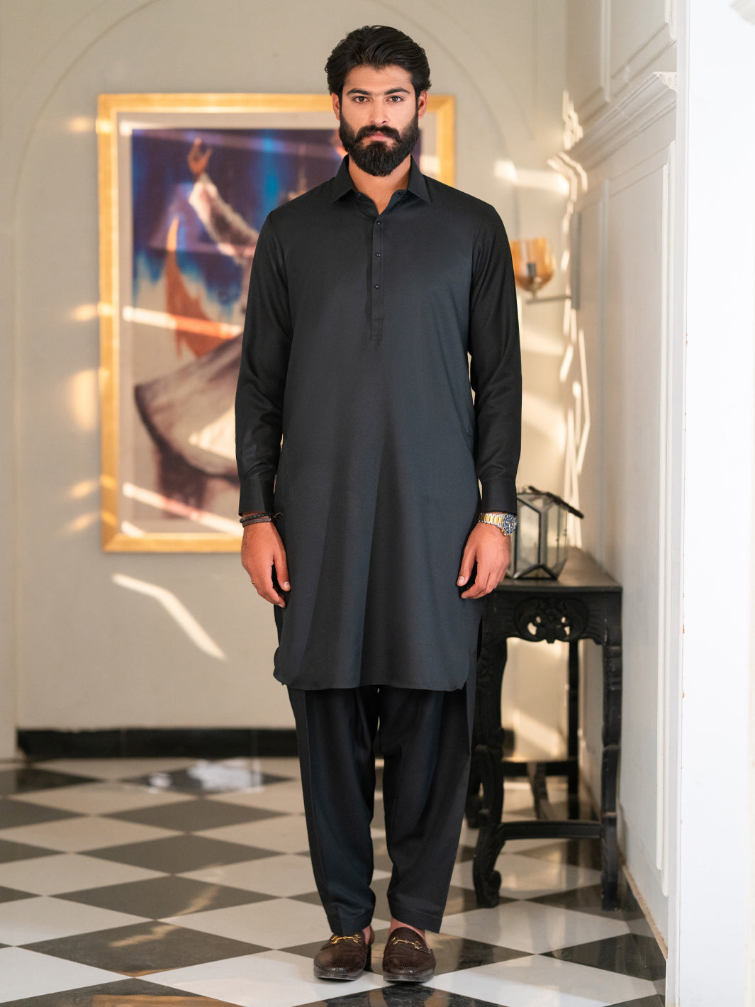 Blended Black Shalwar Kameez - Almirah