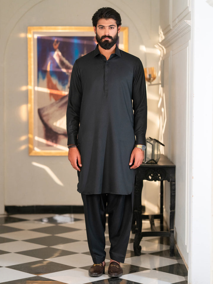 Blended Black Shalwar Kameez - Almirah