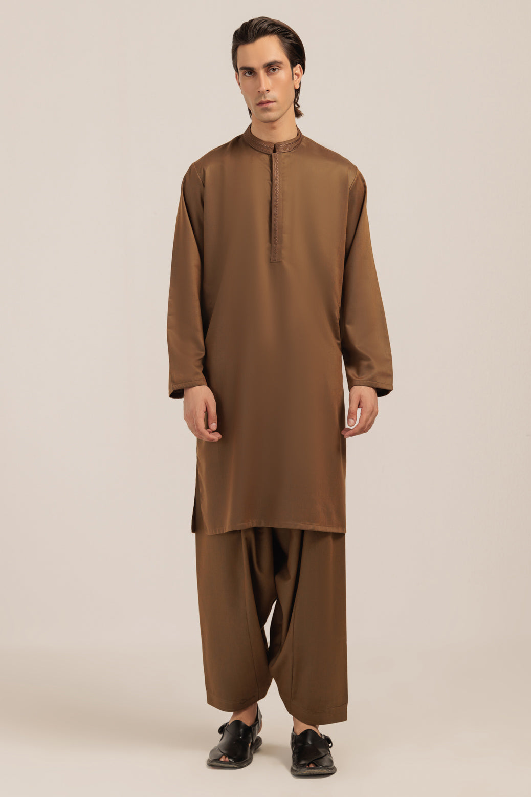 Blended Golden Kurta Shalwar - Bonanza