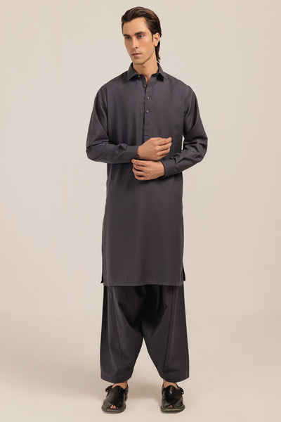 Blended Grey Kurta Shalwar - Bonanza