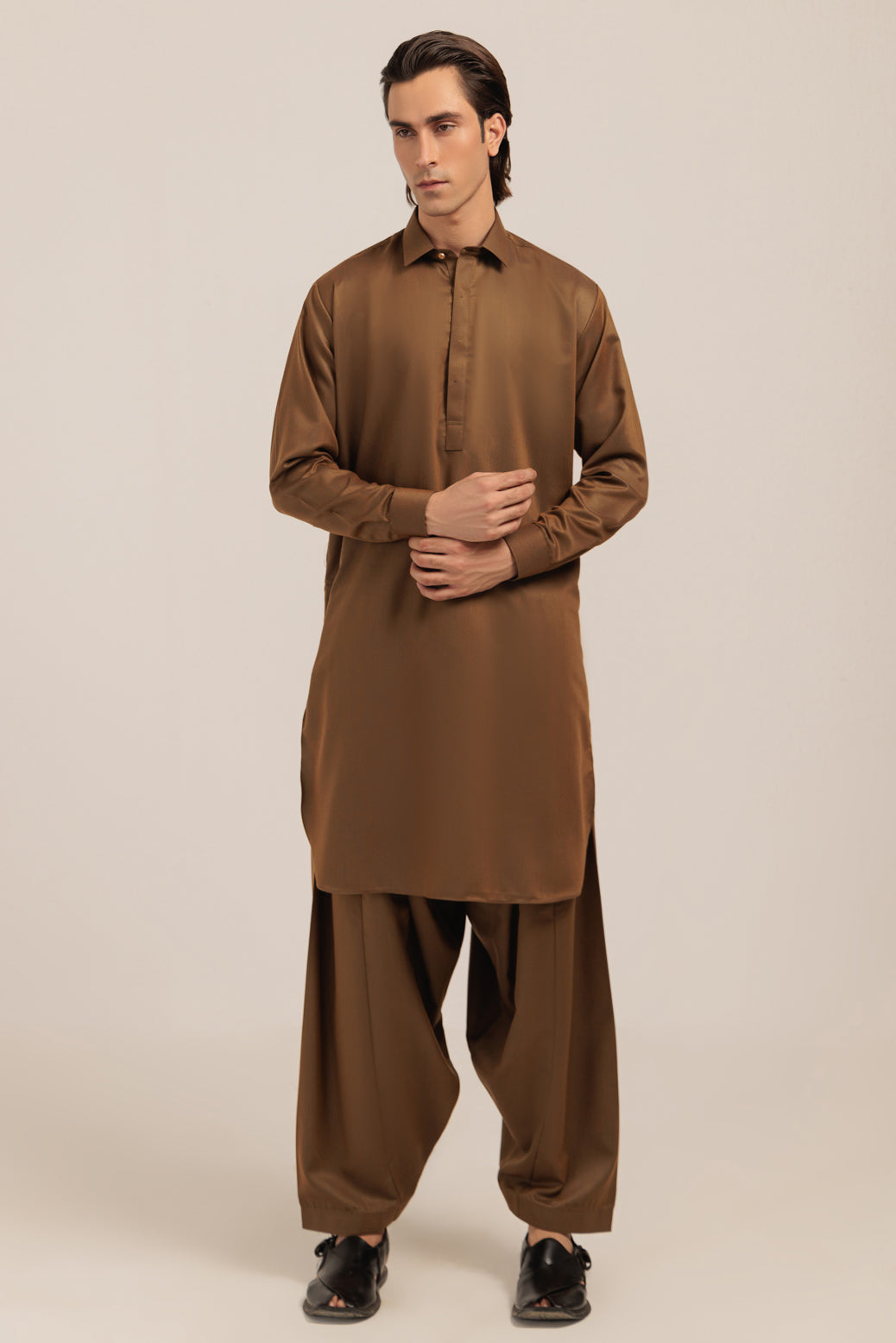 Blended Golden Kurta Shalwar - Bonanza