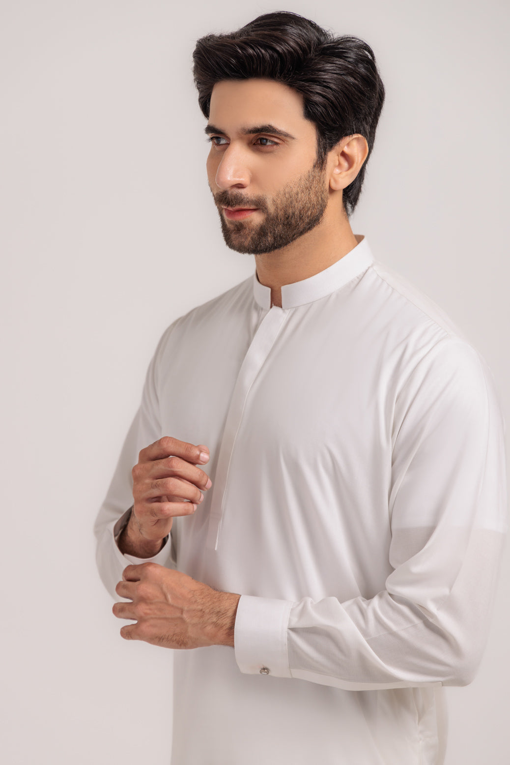 Blended White Kurta Shalwar - Bonanza