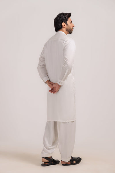 Blended White Kurta Shalwar - Bonanza