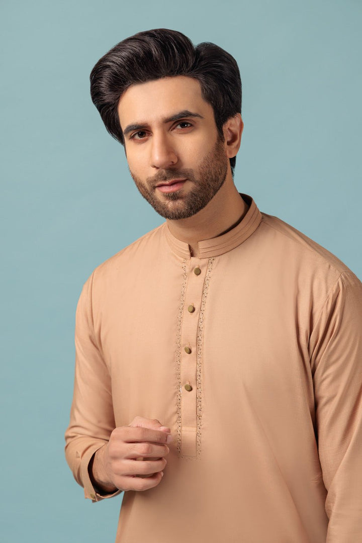 Blended Light Brown Kurta Shalwar - Bonanza