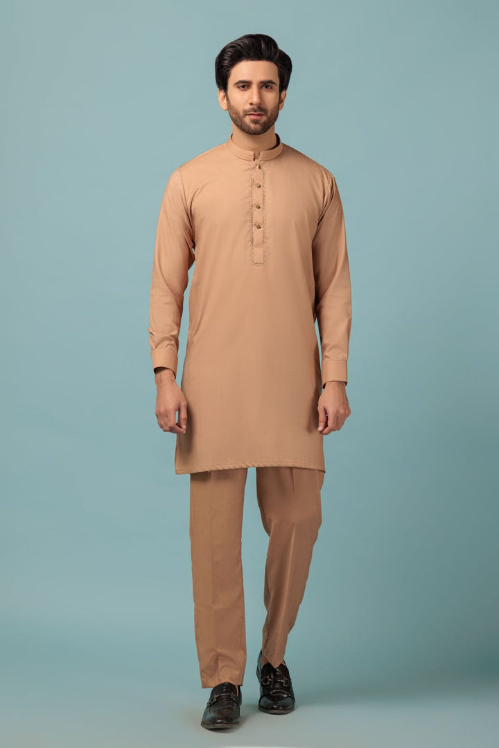 Blended Light Brown Kurta Shalwar - Bonanza
