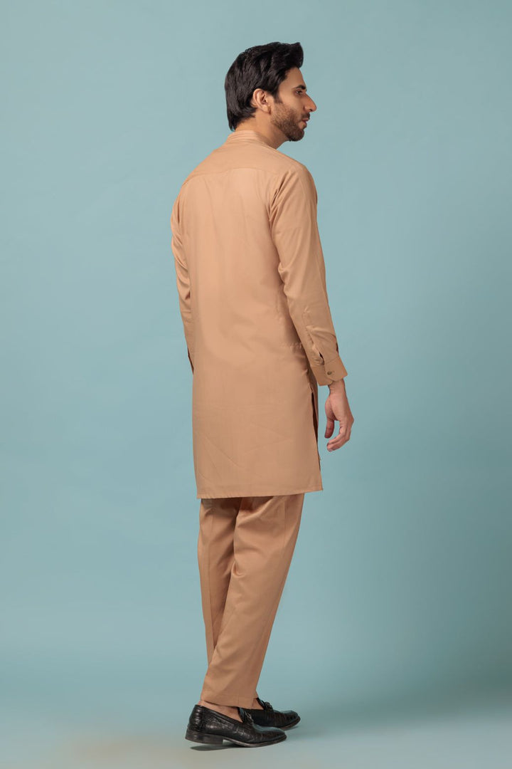 Blended Light Brown Kurta Shalwar - Bonanza