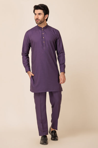 Blended Purple Kurta Shalwar - Bonanza