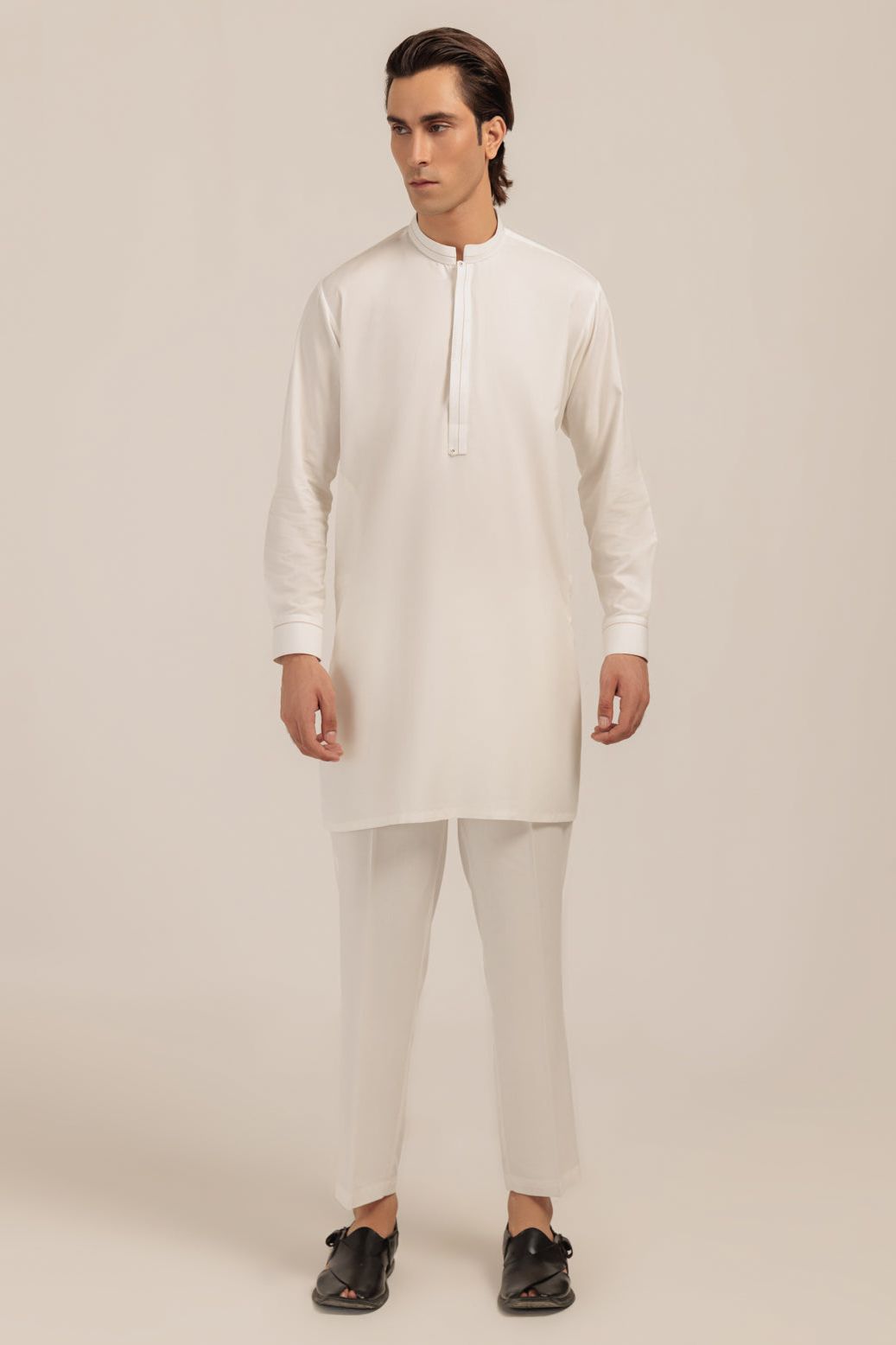 Blended White Kurta Shalwar - Bonanza