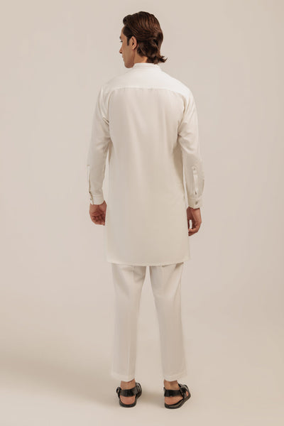 Blended White Kurta Shalwar - Bonanza