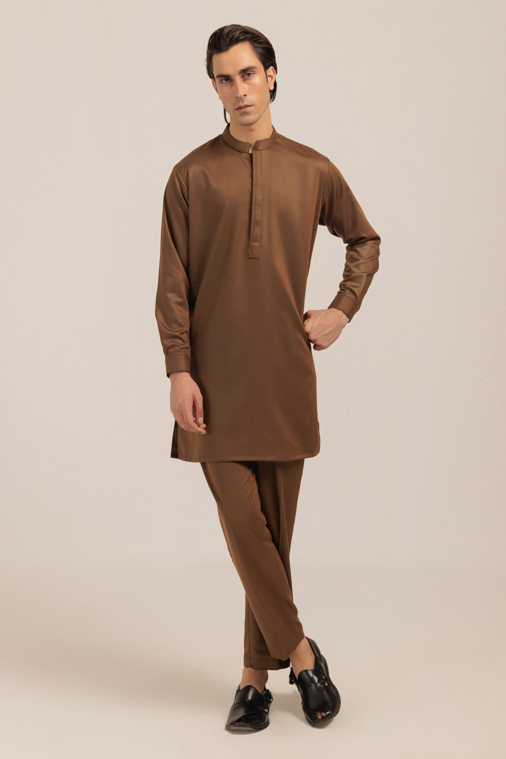 Blended Golden Kurta Shalwar - Bonanza