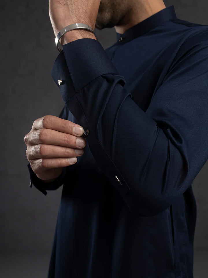 Blended Midnight Blue Kurta Trouser- Almirah