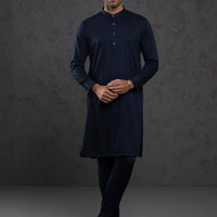 Blended Midnight Blue Kurta Trouser - J. Junaid Jamshed