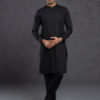 Blended Black Kurta Trouser - Almirah