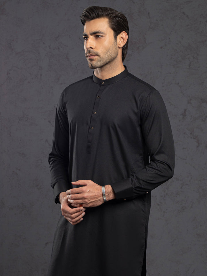 Blended Black Kurta Trouser - Almirah