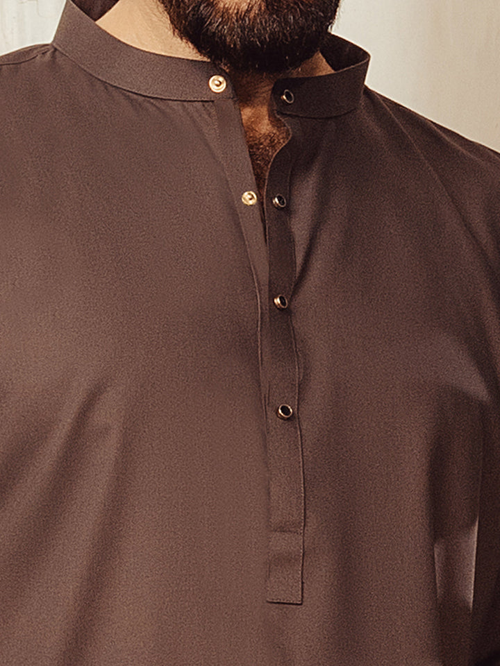 Blended Brown Kurta Trouser - Almirah