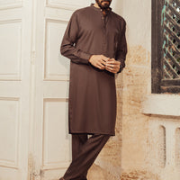 Blended Brown Kurta Trouser - Almirah