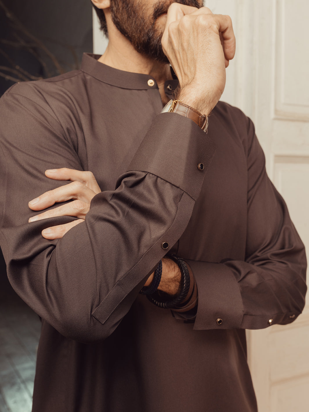 Blended Brown Kurta Trouser - J. Junaid Jamshed
