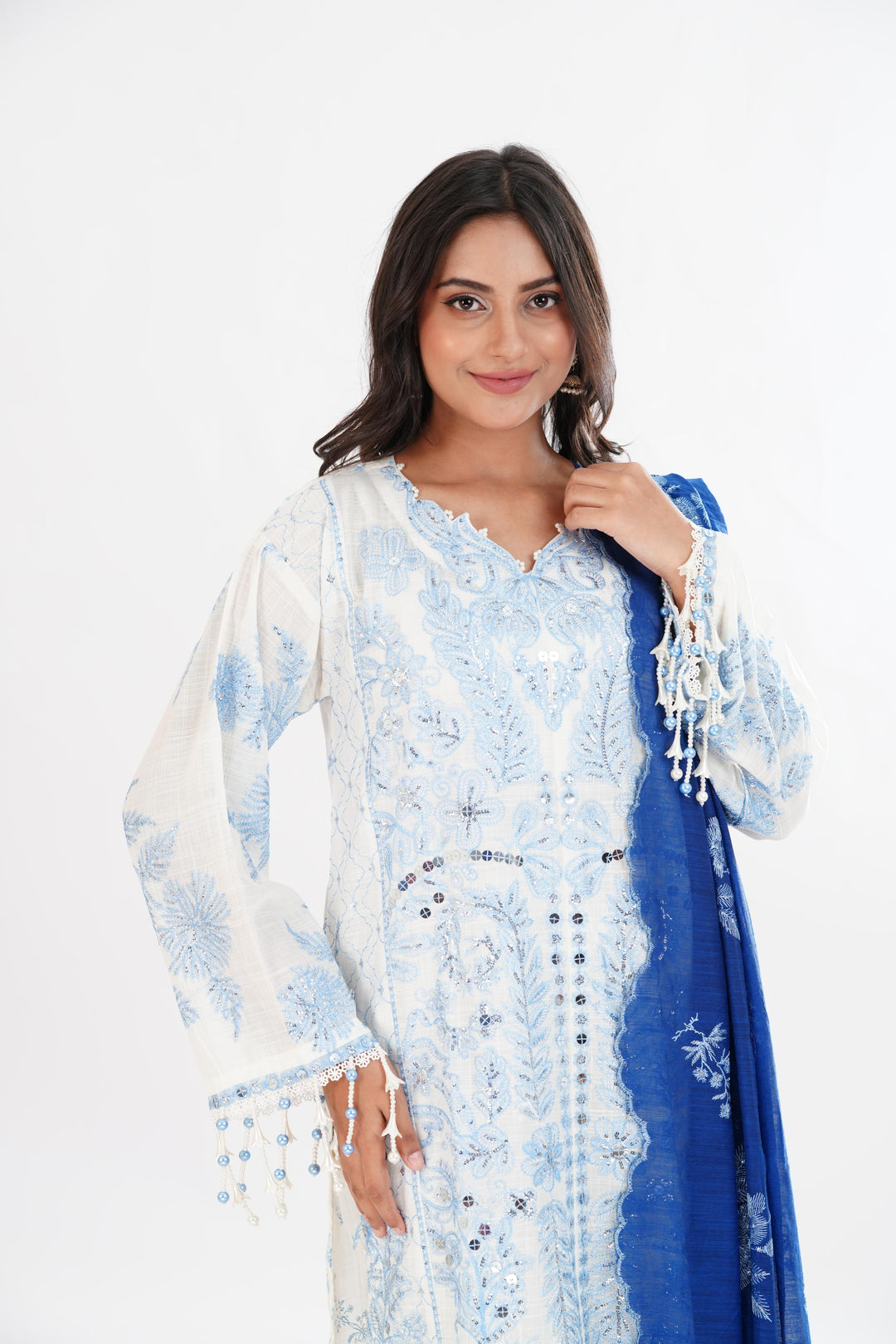 Sky Blue Luxury Lawn Stitched Suit - Sana Safinaz
