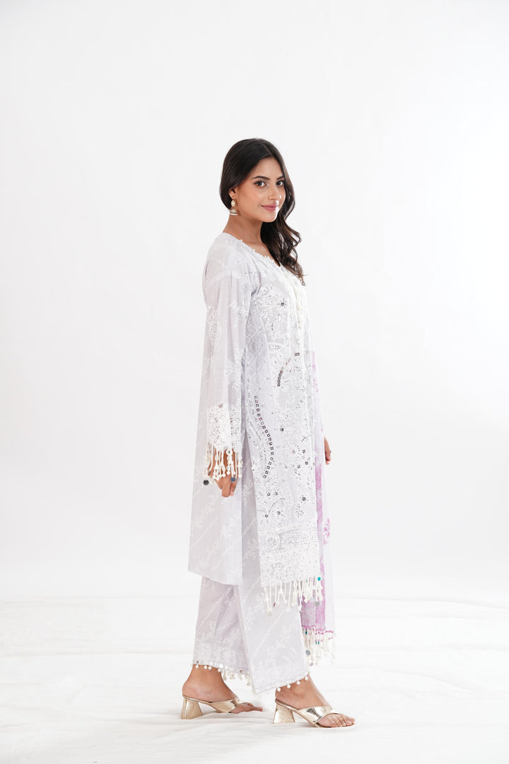Light Purple Luxury Lawn Stitched Suit - Sana Safinaz