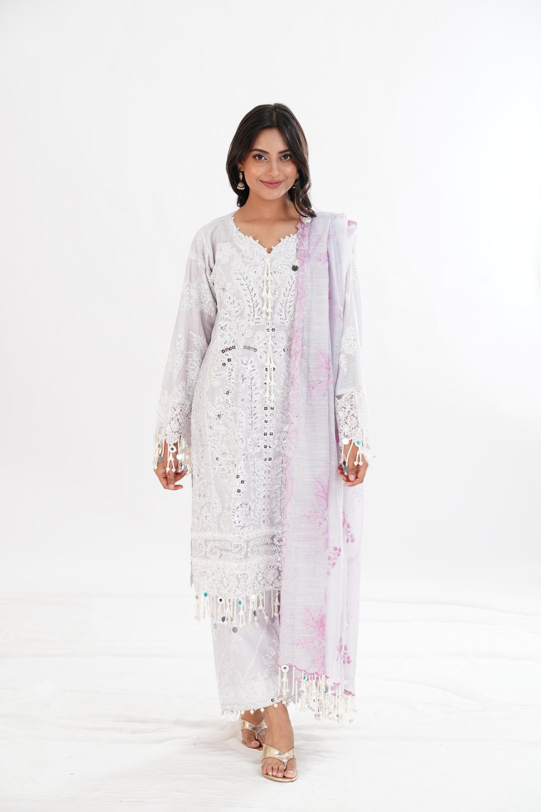 Light Purple Luxury Lawn Stitched Suit - Sana Safinaz