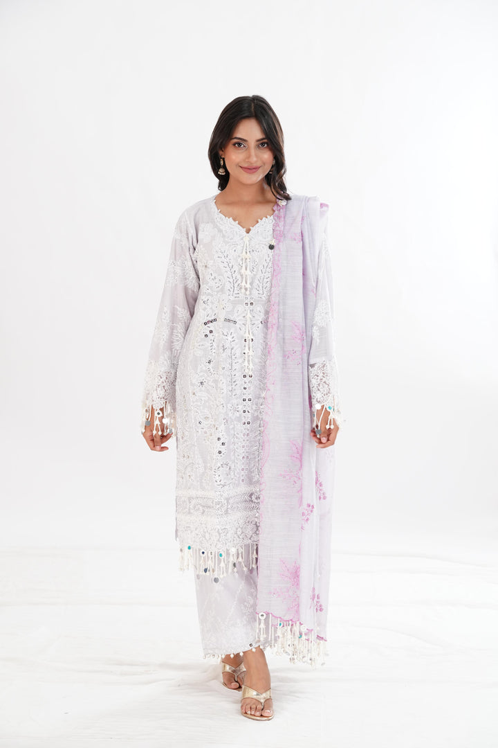 Light Purple Luxury Lawn Stitched Suit - Sana Safinaz