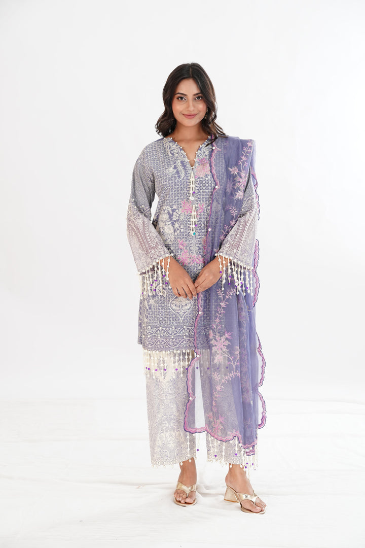 Purple Luxury Lawn Stitched Suit - Sana Safinaz