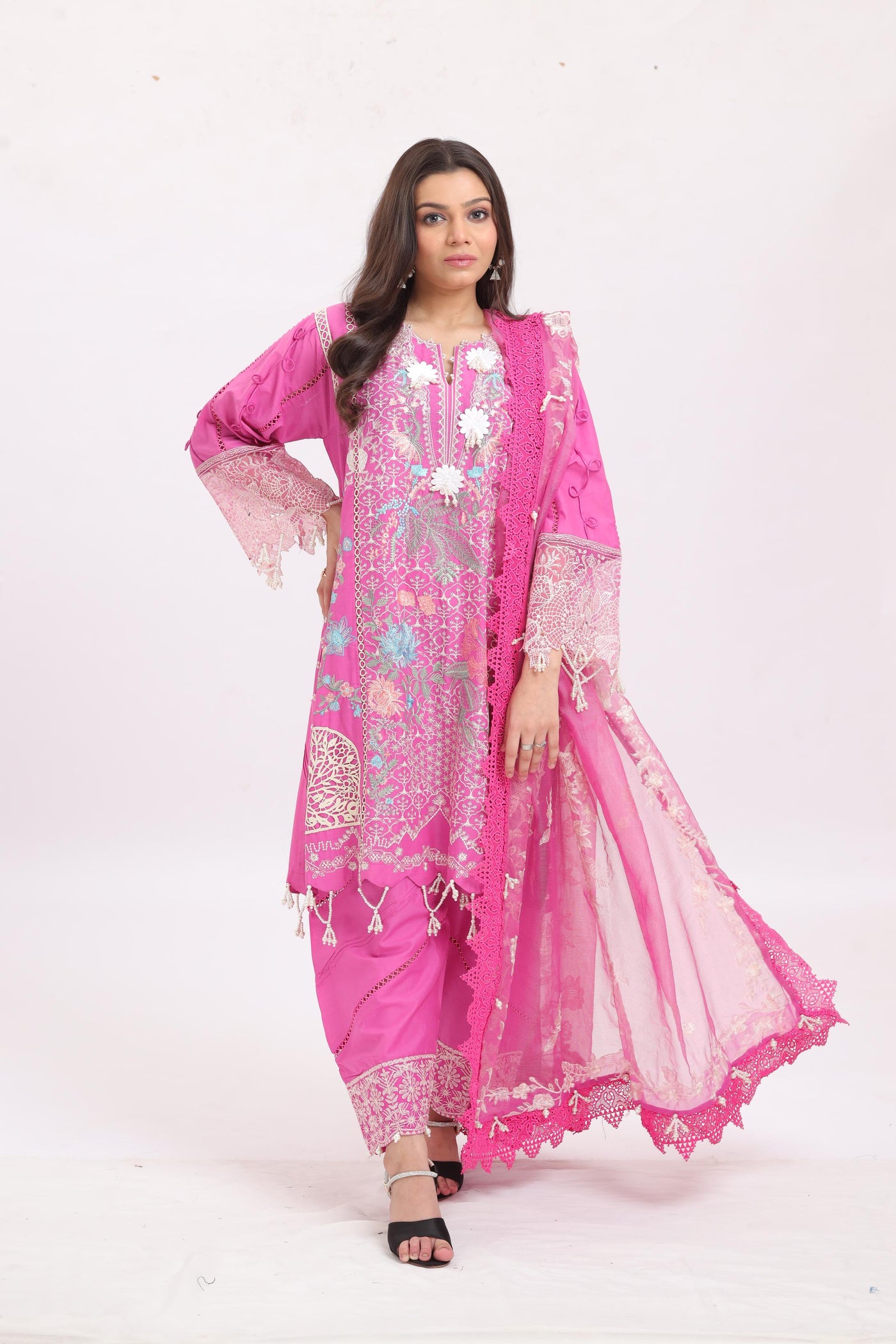 Embroidered Slub Lawn Purple Stitched Suit - Sana Safinaz