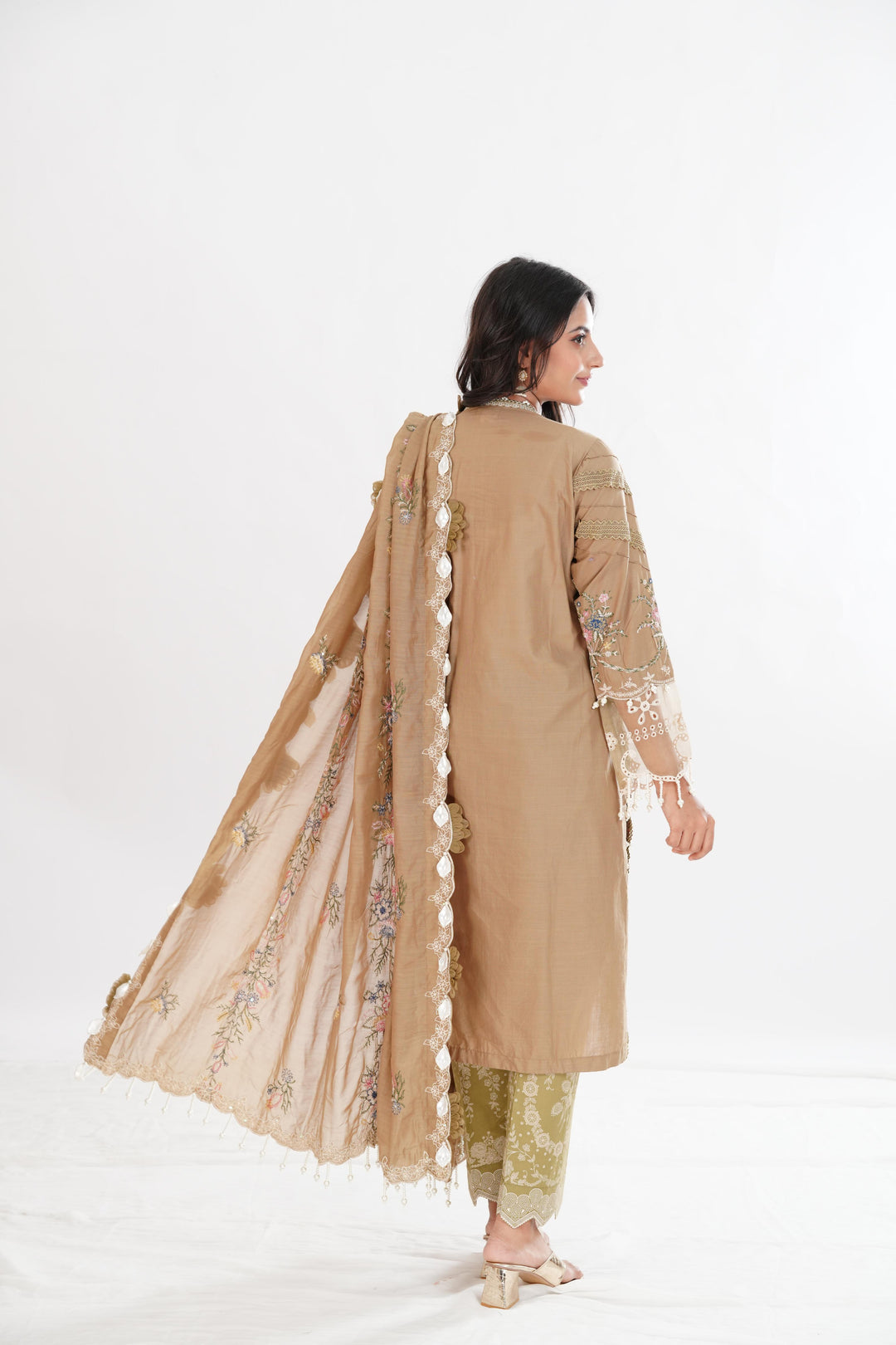 Beige Luxury Lawn Stitched Suit - Sana Safinaz