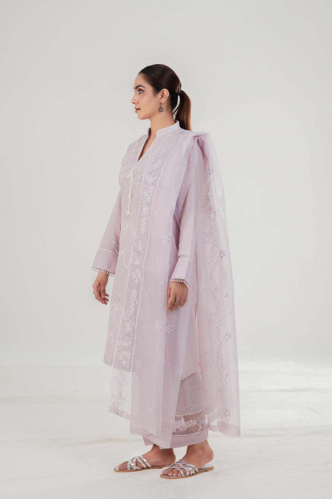 Lavender Breeze - Cross Stitch Embroidered Lawn Stitched