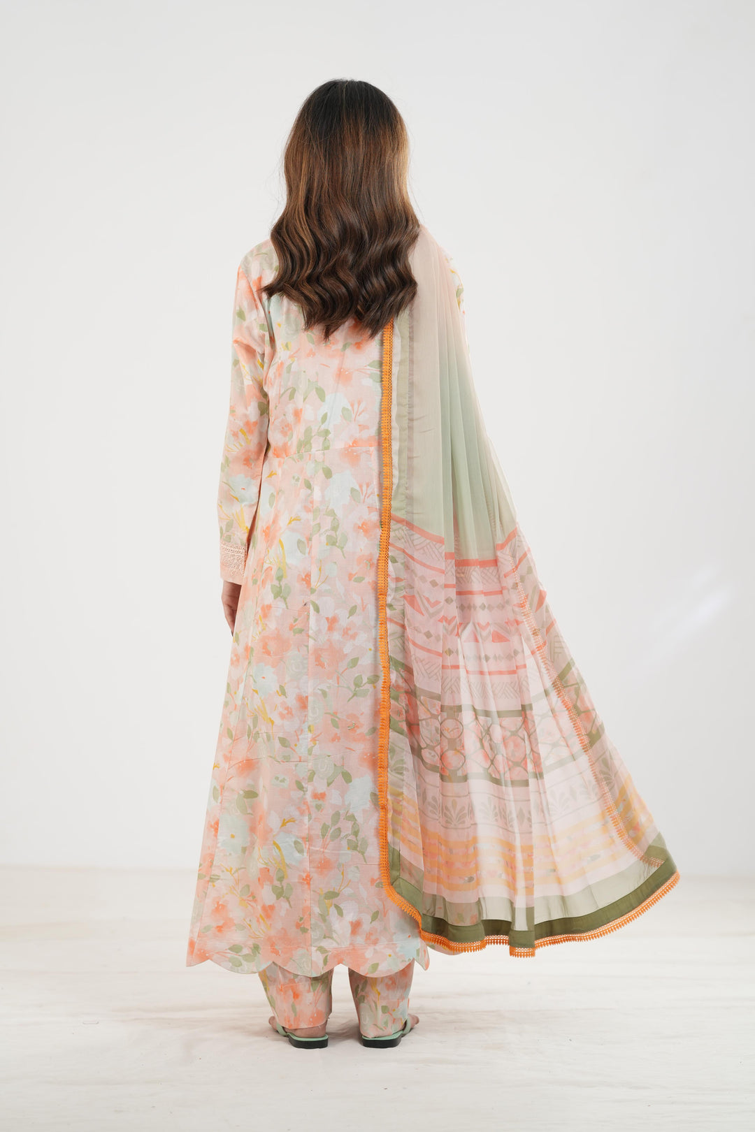 Light Coral - Farasha Printed Essentials Stitched