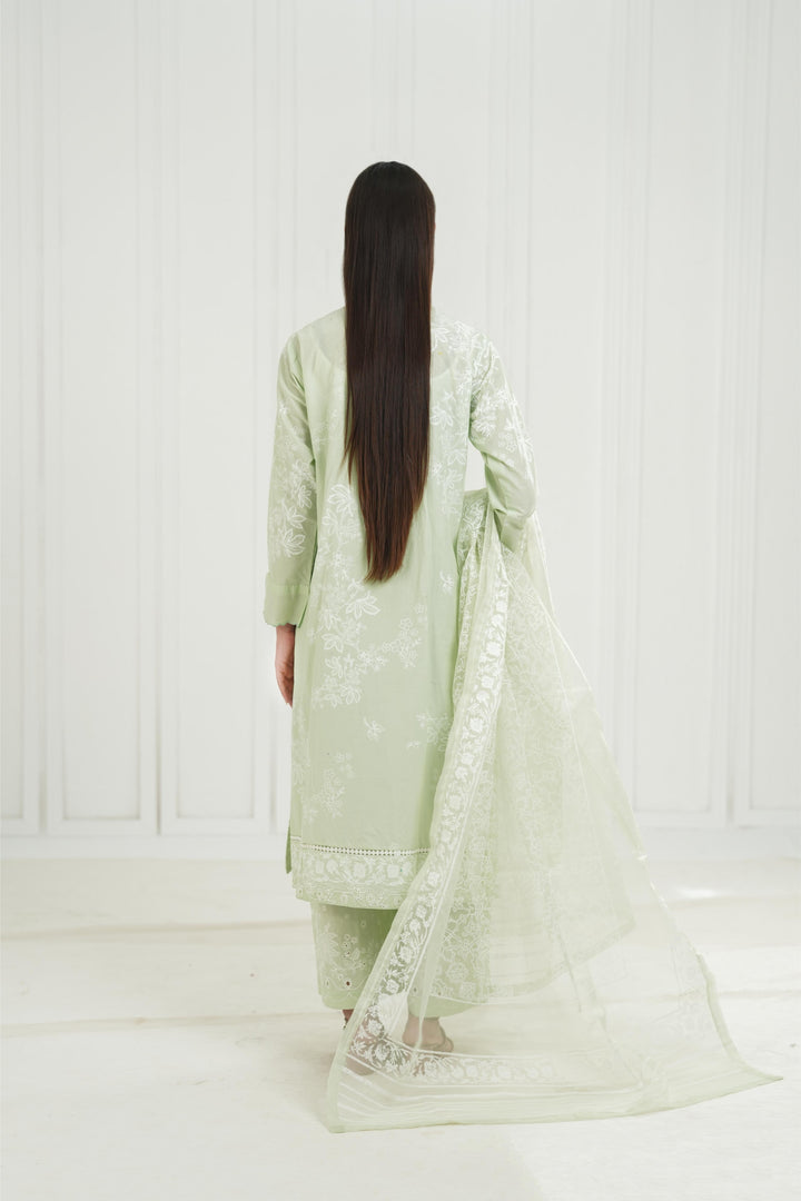 Light Jade - Cross Stitch Embroidered Lawn Stitched