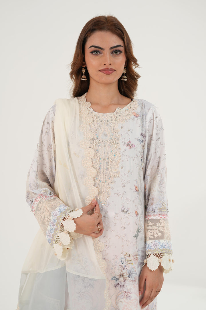 Roisin - Qalamkar Luxe Silk Stitched