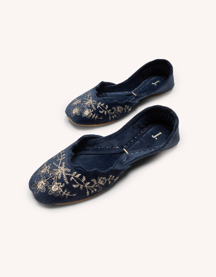 Suede Blue Khussa - J. Junaid Jamshed