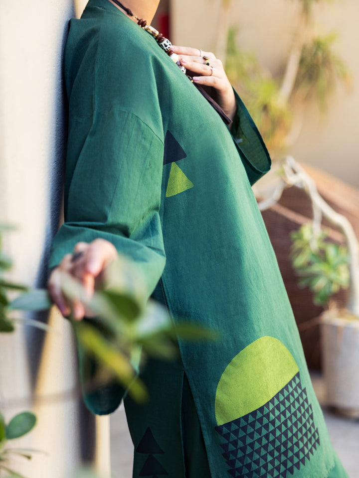 Cotton Green Stitched Suit - Almirah