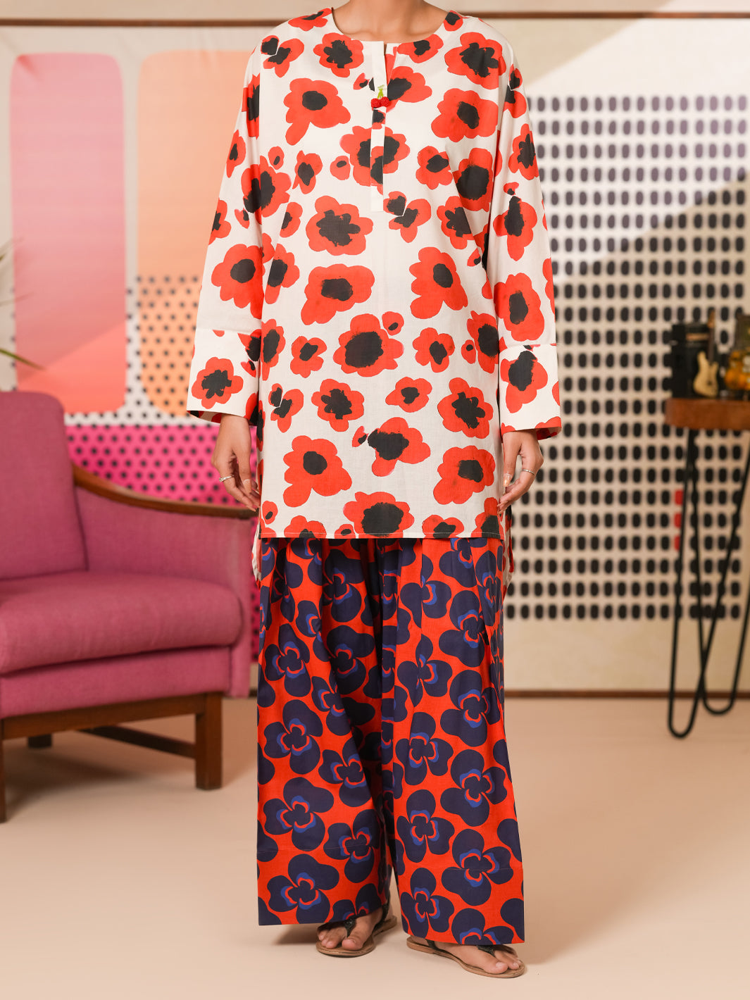 Cotton Off White Kurti - Almirah