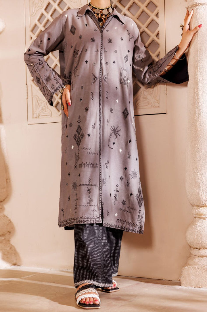 Dyed Grey Stitched Suit - Almirah