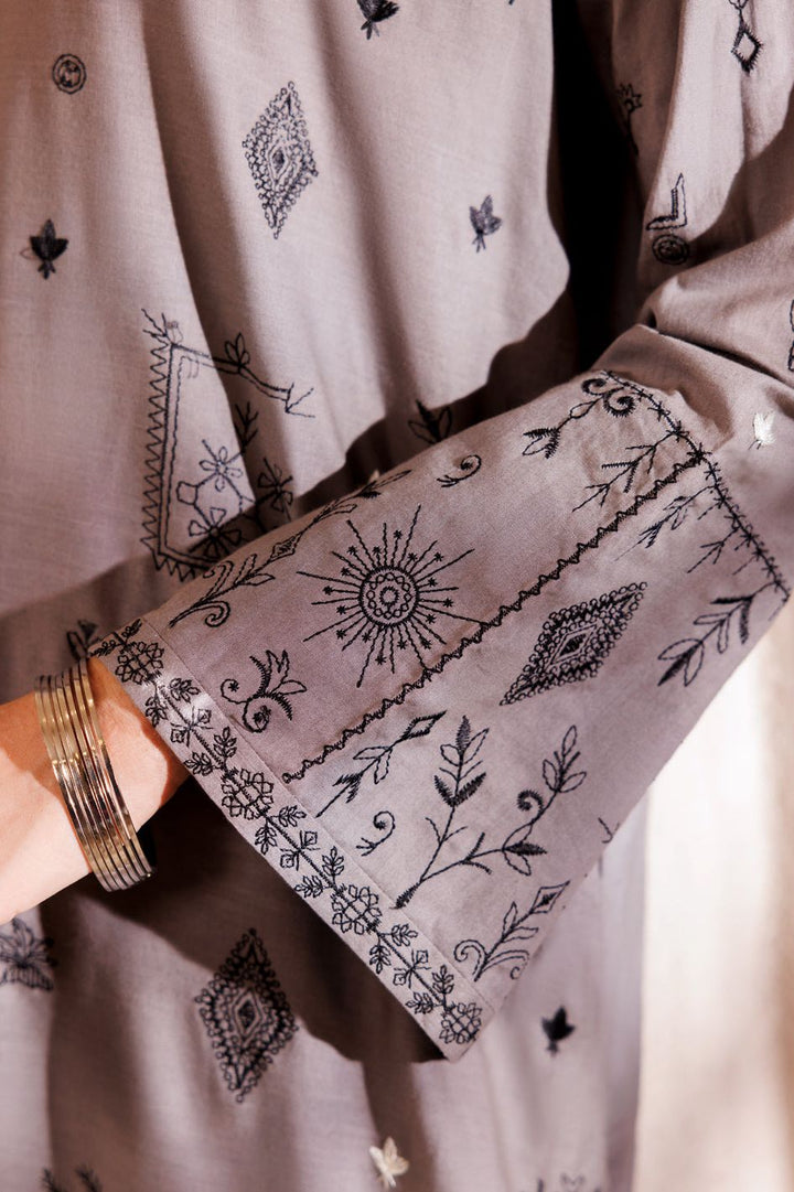 Dyed Grey Stitched Suit - Almirah