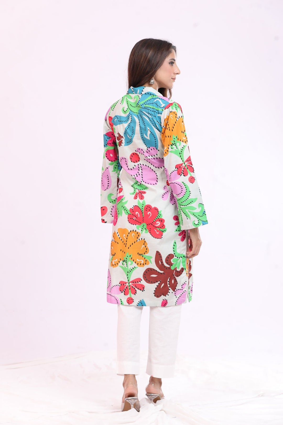 Lawn Off White Kurti - Limelight