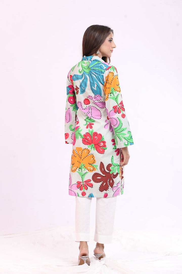 Lawn Off White Kurti - Limelight