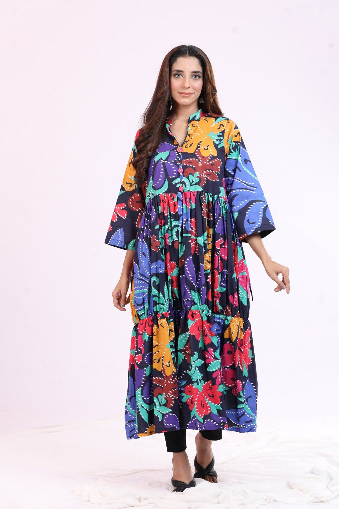 Lawn Black Kurti - Limelight