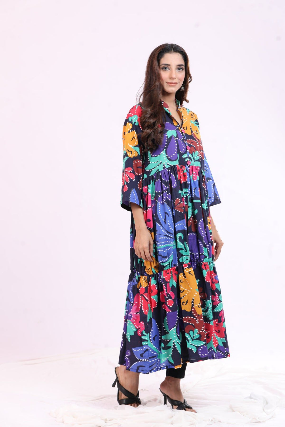 Lawn Black Kurti - Limelight