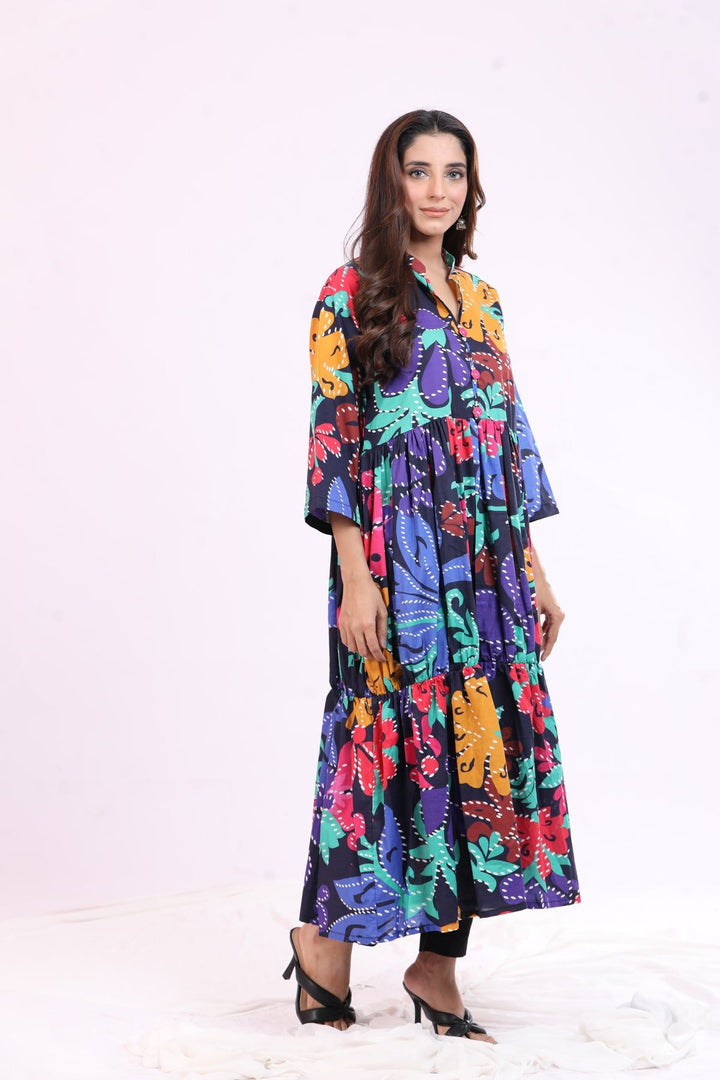 Lawn Black Kurti - Limelight