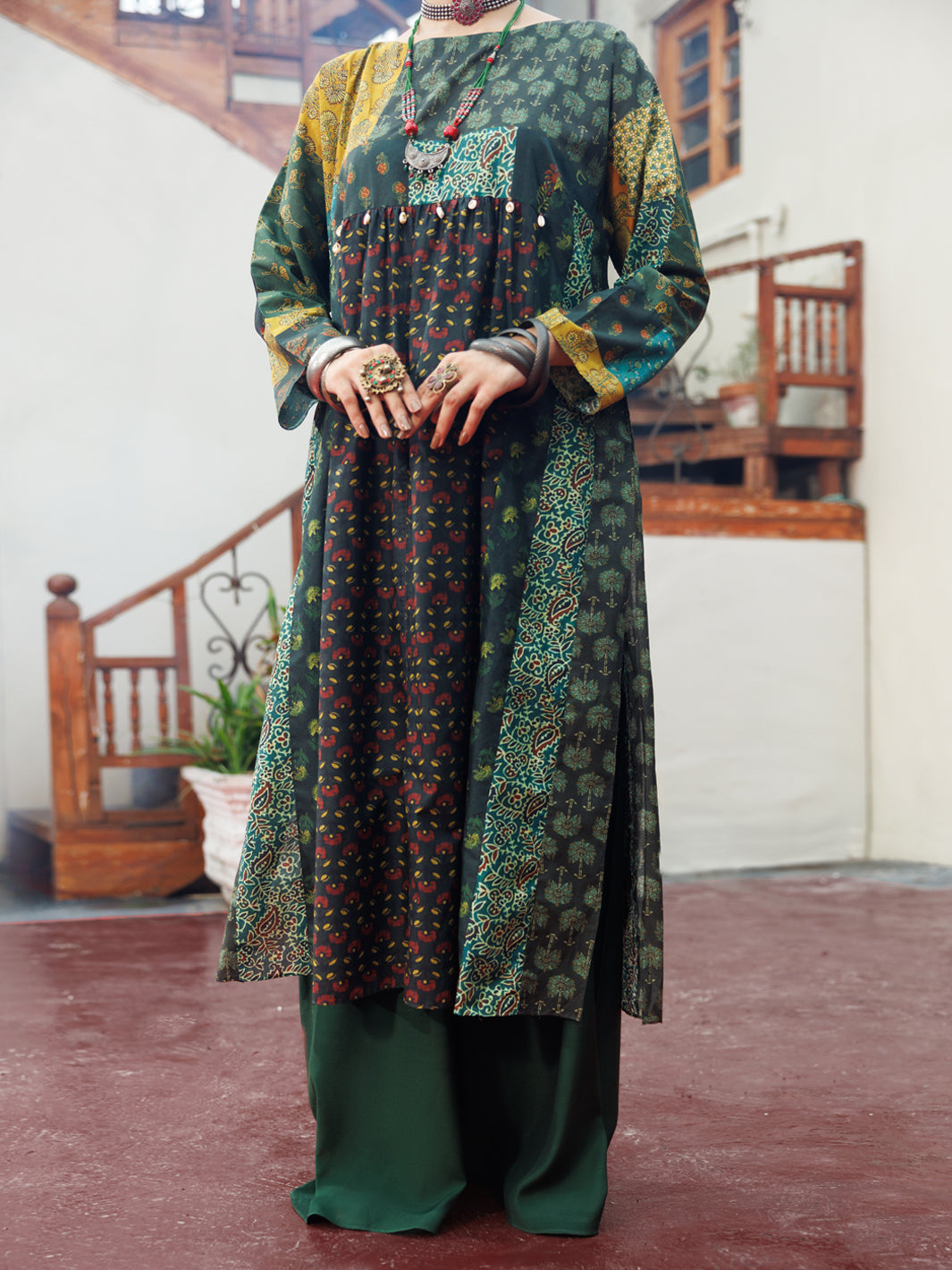 Cambric Green Kurti - Almirah