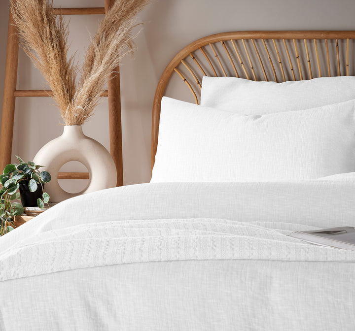 Vantona Loom Range White Gauze Duvet Cover Set - White