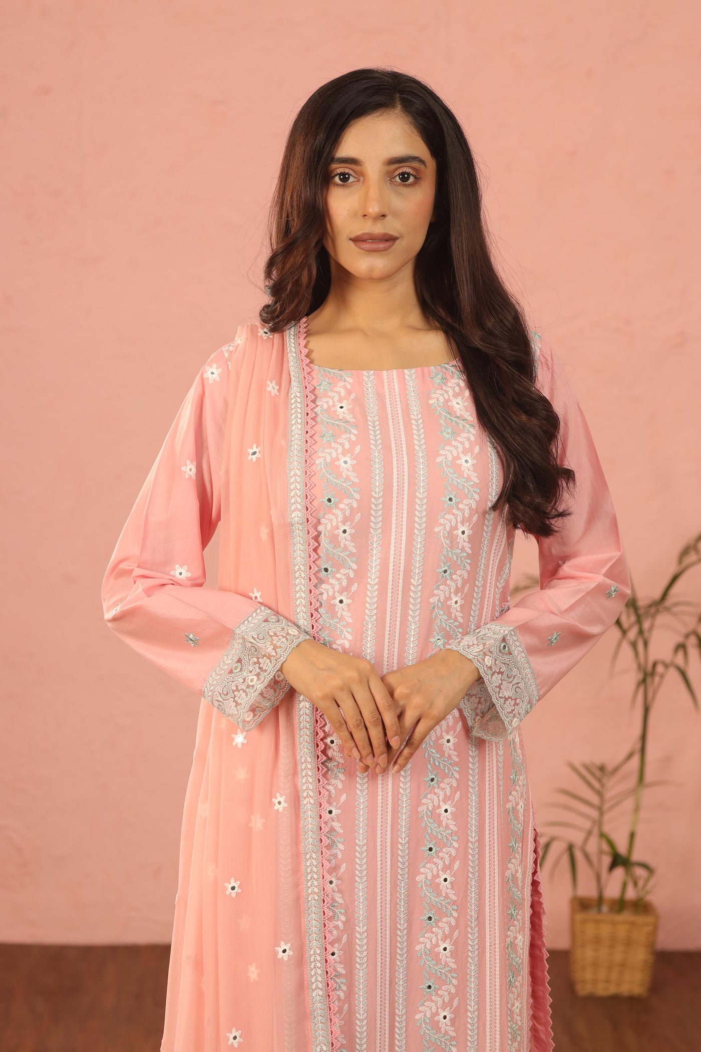 Embroidered Lawn Tea Pink 3 Piece Suit - Al Karam