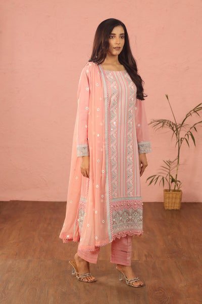 Embroidered Lawn Tea Pink 3 Piece Suit - Al Karam