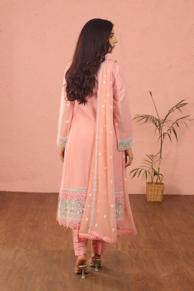 Embroidered Lawn Tea Pink 3 Piece Suit - Al Karam